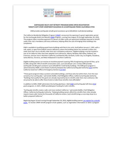 EMR Registration Announcement