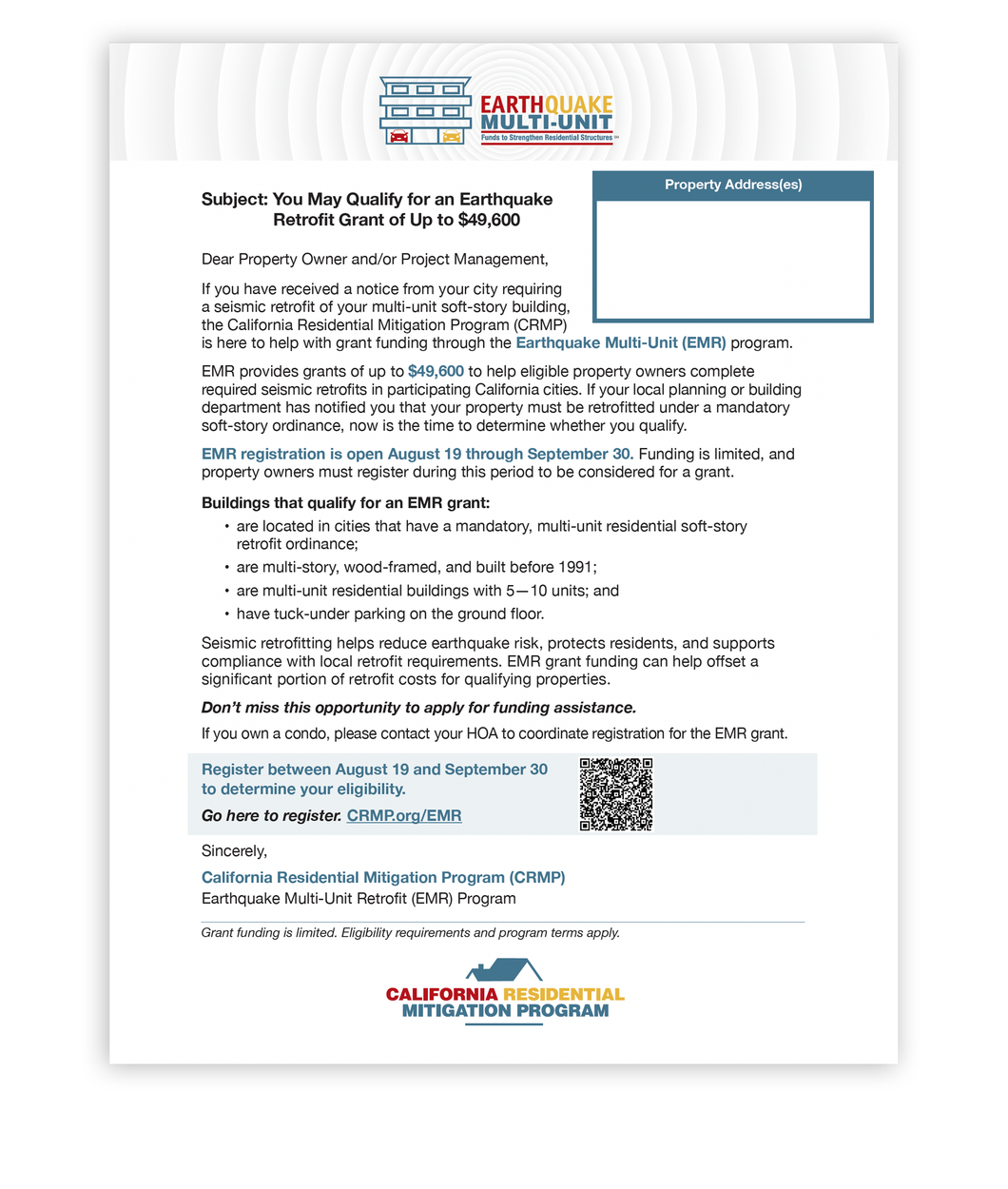 EMR Registration Letter