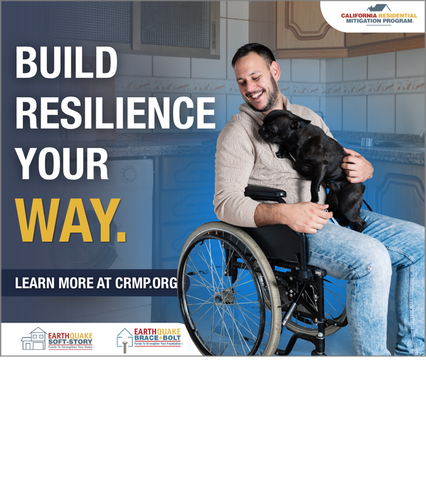 Ad with Build Resilience Your Way headline and main in wheelchair.