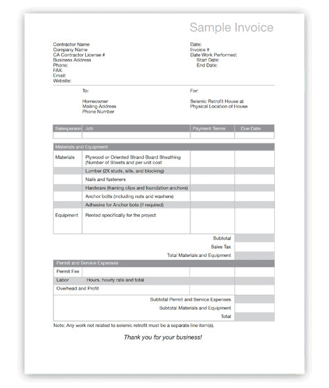 Invoice Example California EBB Sample Invoice – California Residential Mitigation Program