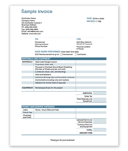 ESS Sample Invoice
